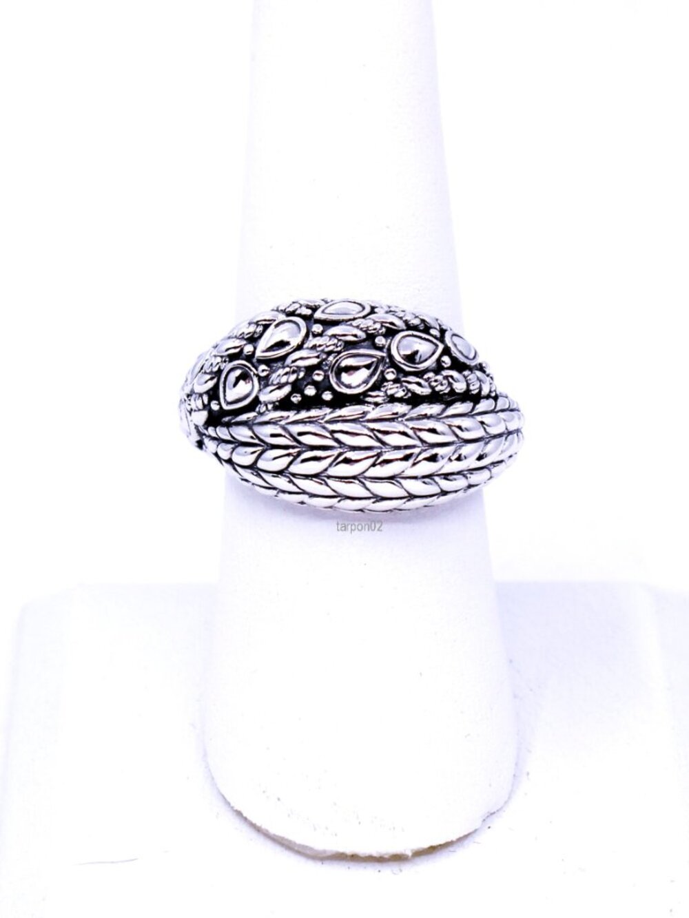 John Hardy JAI Sukhothai + Basketweave Band  Sterling Silver Ring - 7 NIB